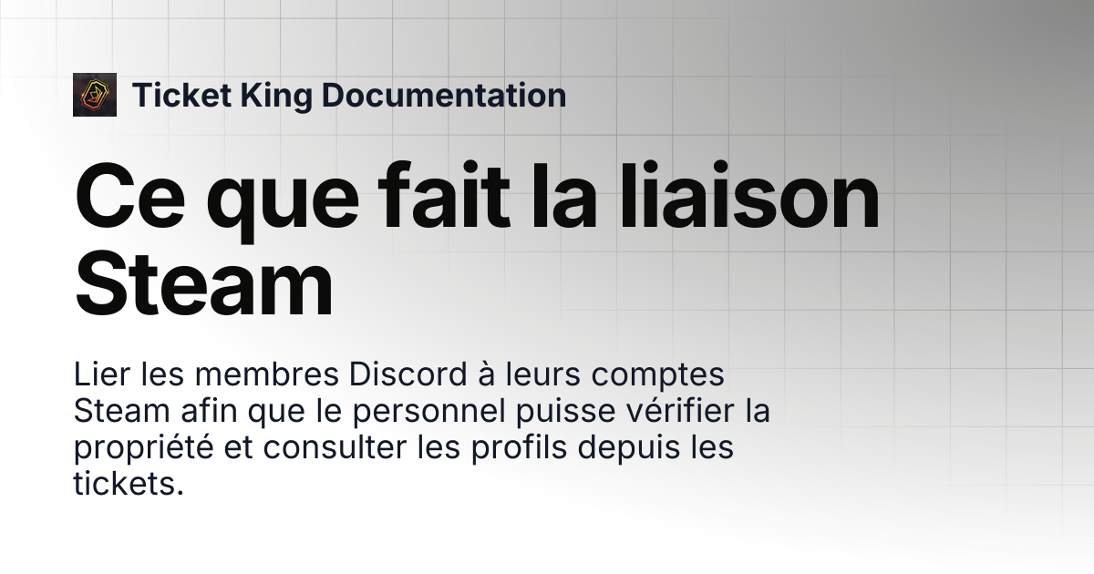 Ce que fait le lien Steam | Ticket King Documentation